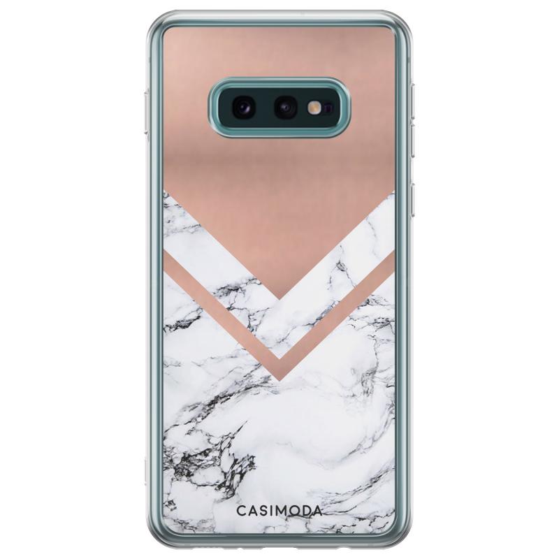 Samsung Galaxy S10e siliconen telefoonhoesje - Rose gold marble