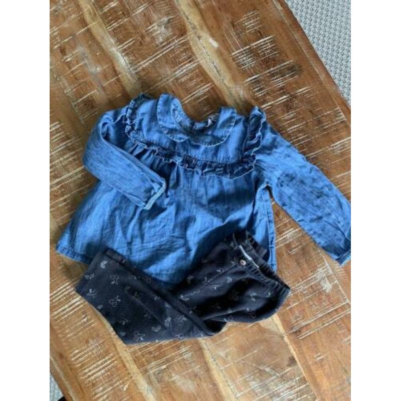 Zara legging met jeans blouse maat 86 zo goed als nieuw