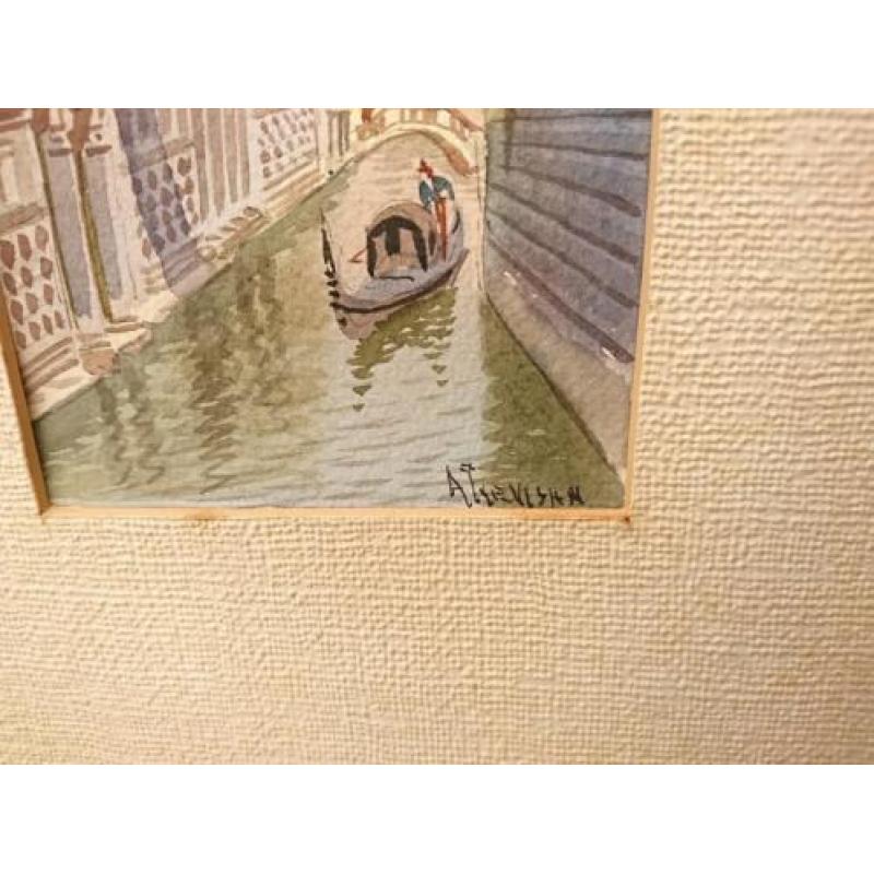 Venetië, Brug van zuchten, aquarel , ~1940, gesigneerd