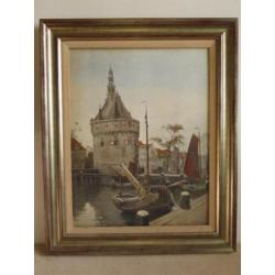 W.A. Knip - aquarel - Hoofdtoren van Hoorn