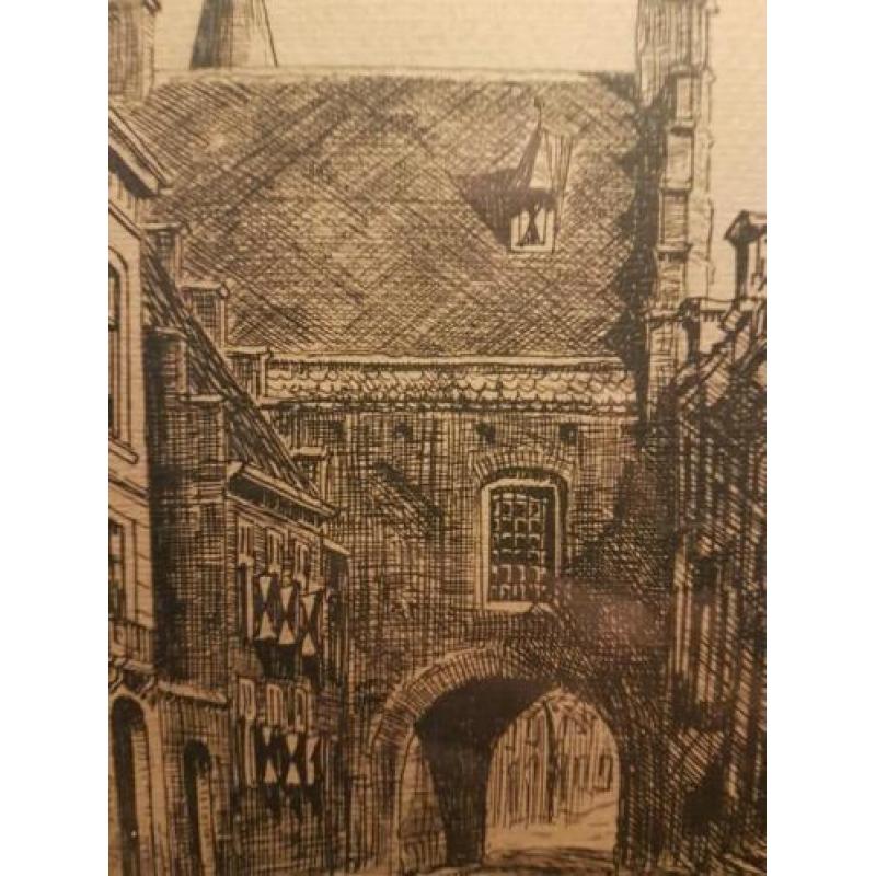 Pen tekening gevangenpoort voor 1923 C. Klarenbeek