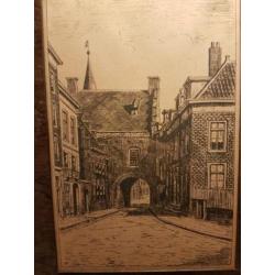 Pen tekening gevangenpoort voor 1923 C. Klarenbeek