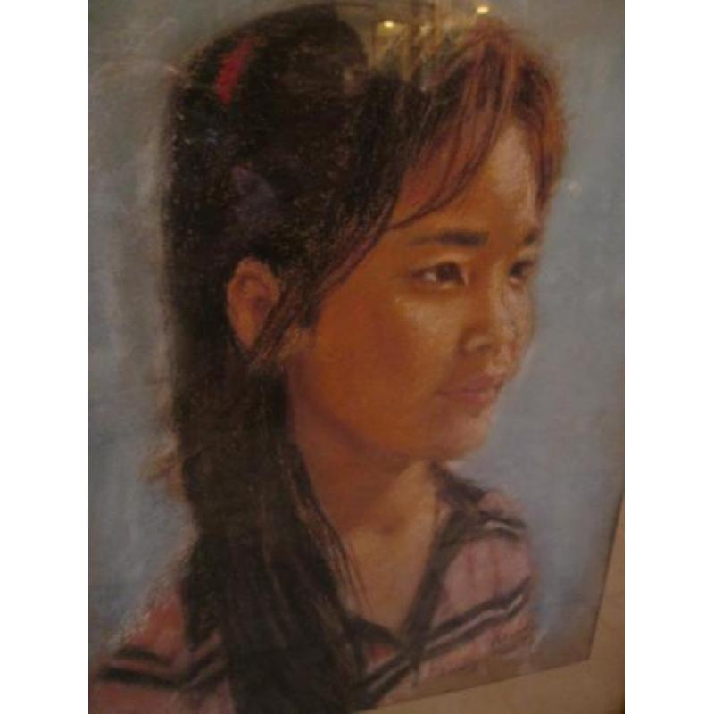 Pastel Portret Meisje Koh Tao Christa Hoek 45 x 35