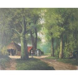 Henriëtte Hubregtse: Bosgezicht, boerderij en figuren