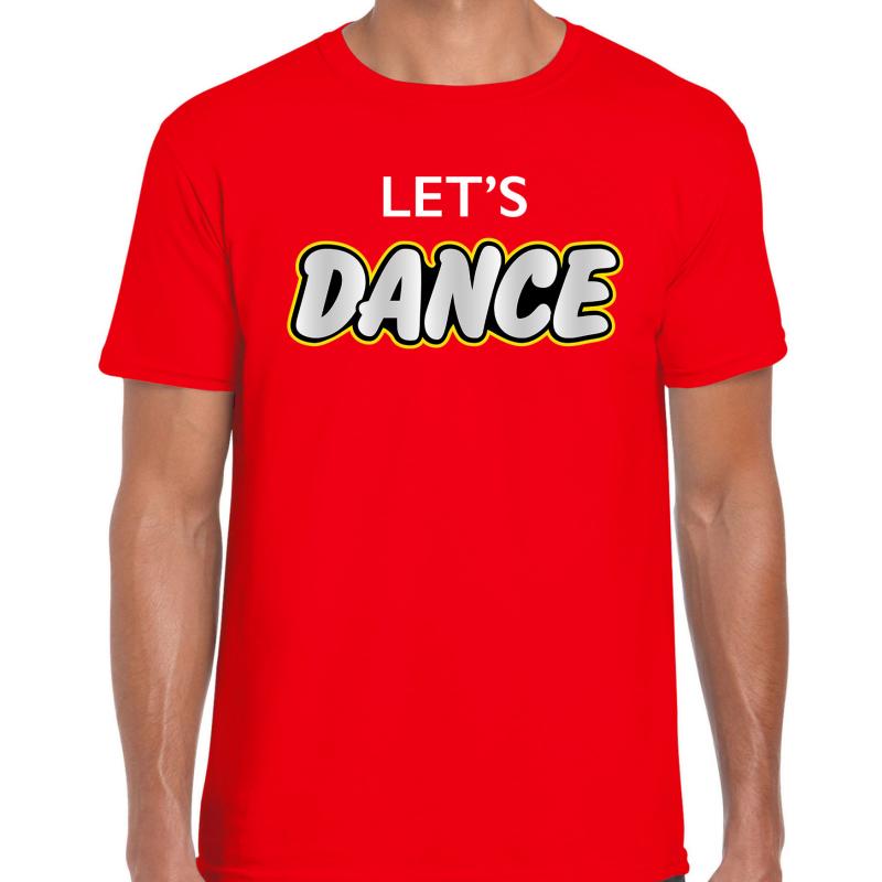 Dance party t-shirt / shirt lets dance rood voor heren